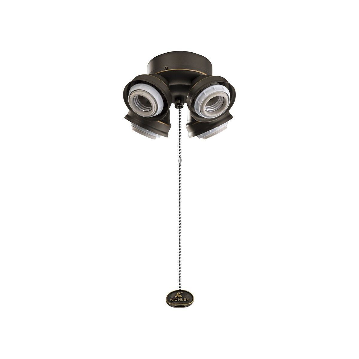 7 In. 4 LED Lights Turtle Fitter Ceiling Fan Light Kit, Antique Pewter Finish - Bees Lighting