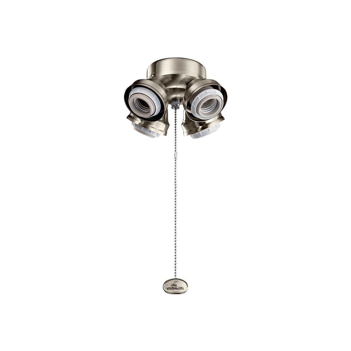 7 In. 4 LED Lights Turtle Fitter Ceiling Fan Light Kit, Brushed Stainless Steel Finish - Bees Lighting