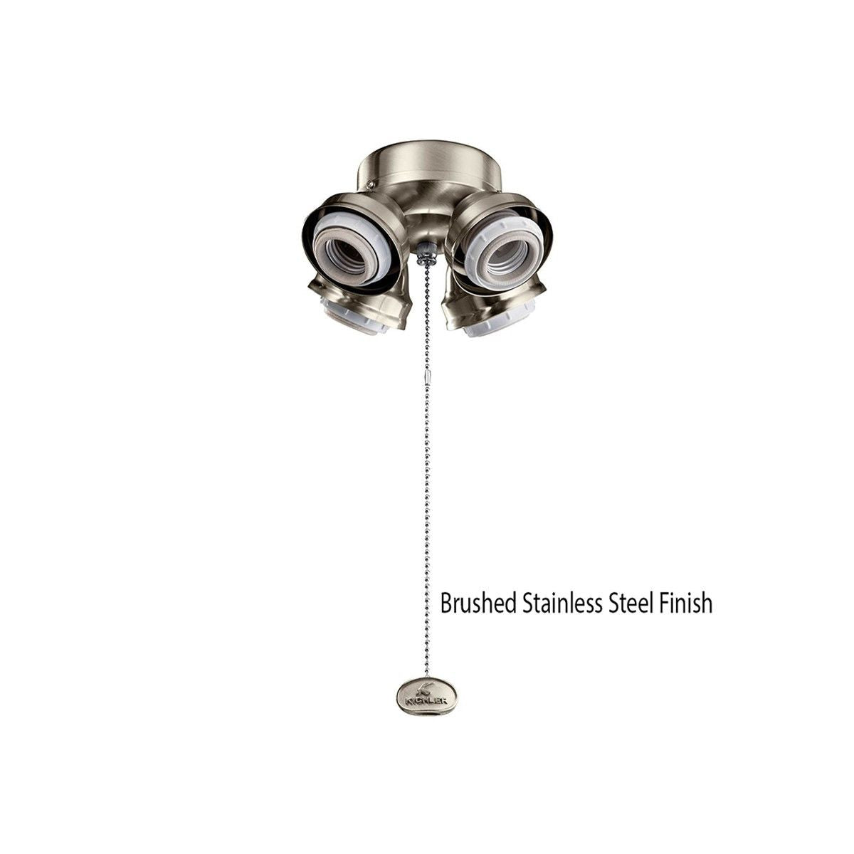7 In. 4 LED Lights Turtle Fitter Ceiling Fan Light Kit, Brushed Stainless Steel Finish - Bees Lighting