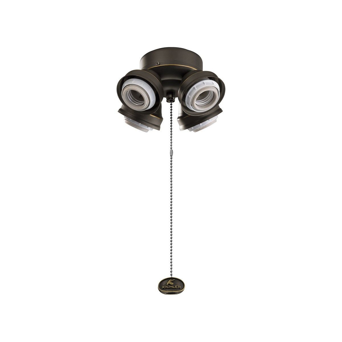 7 In. 4 LED Lights Turtle Fitter Ceiling Fan Light Kit, Distressed Black Finish - Bees Lighting