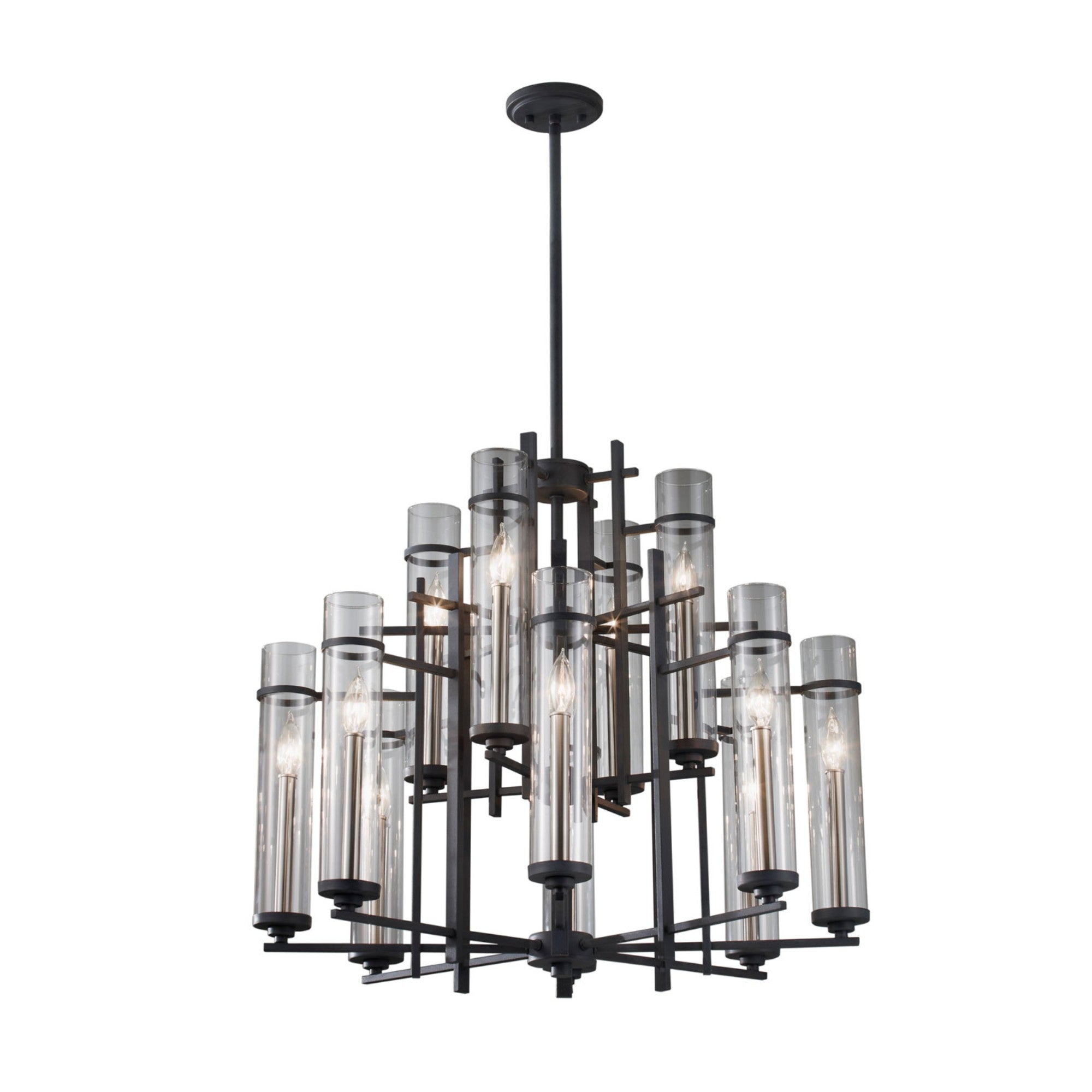 Ethan 30" 12-Light X-Large Chandelier, Antique Forged Iron Finish - Bees Lighting