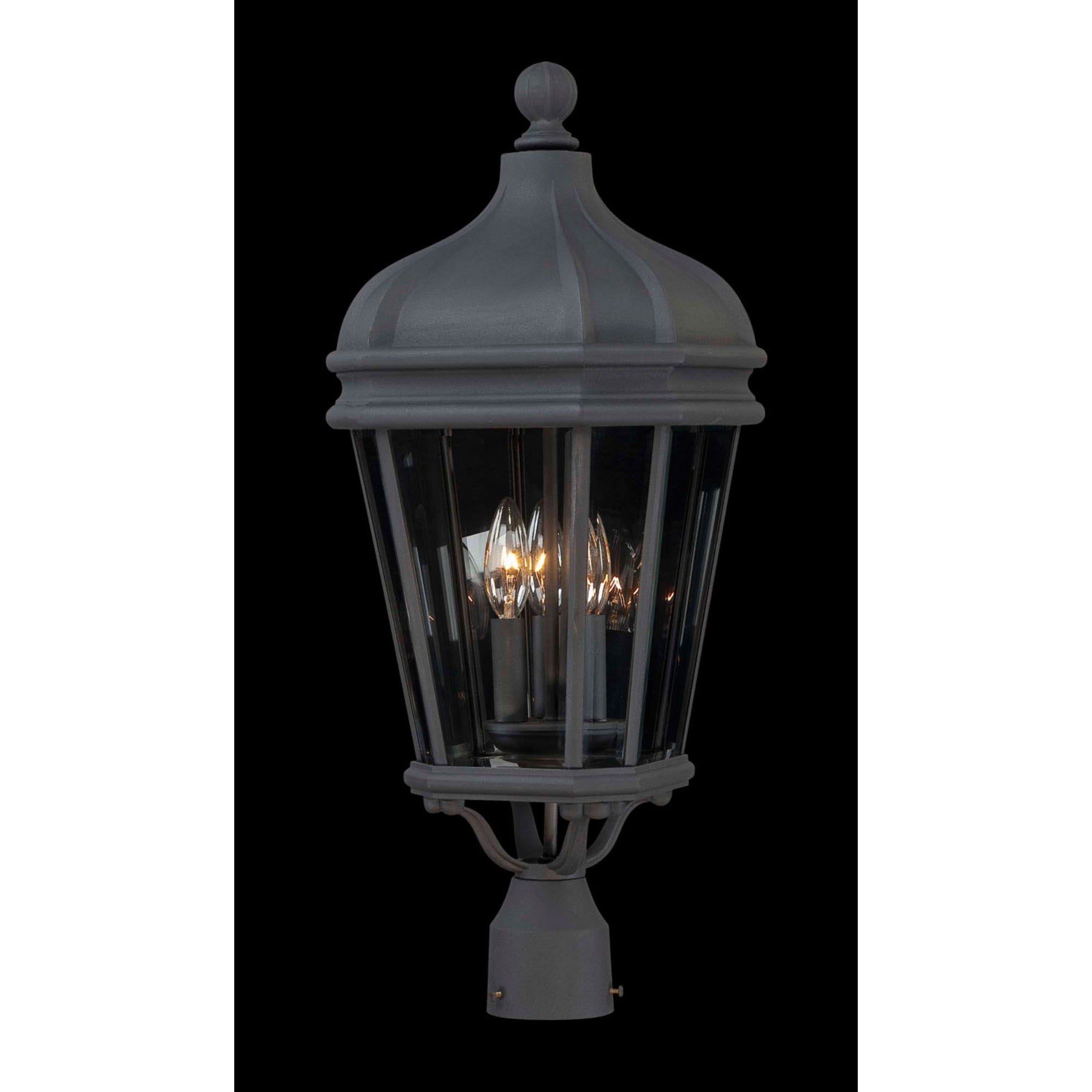 Harrison 26" 3-Light Outdoor Post Mount, Coal Finish - Bees Lighting