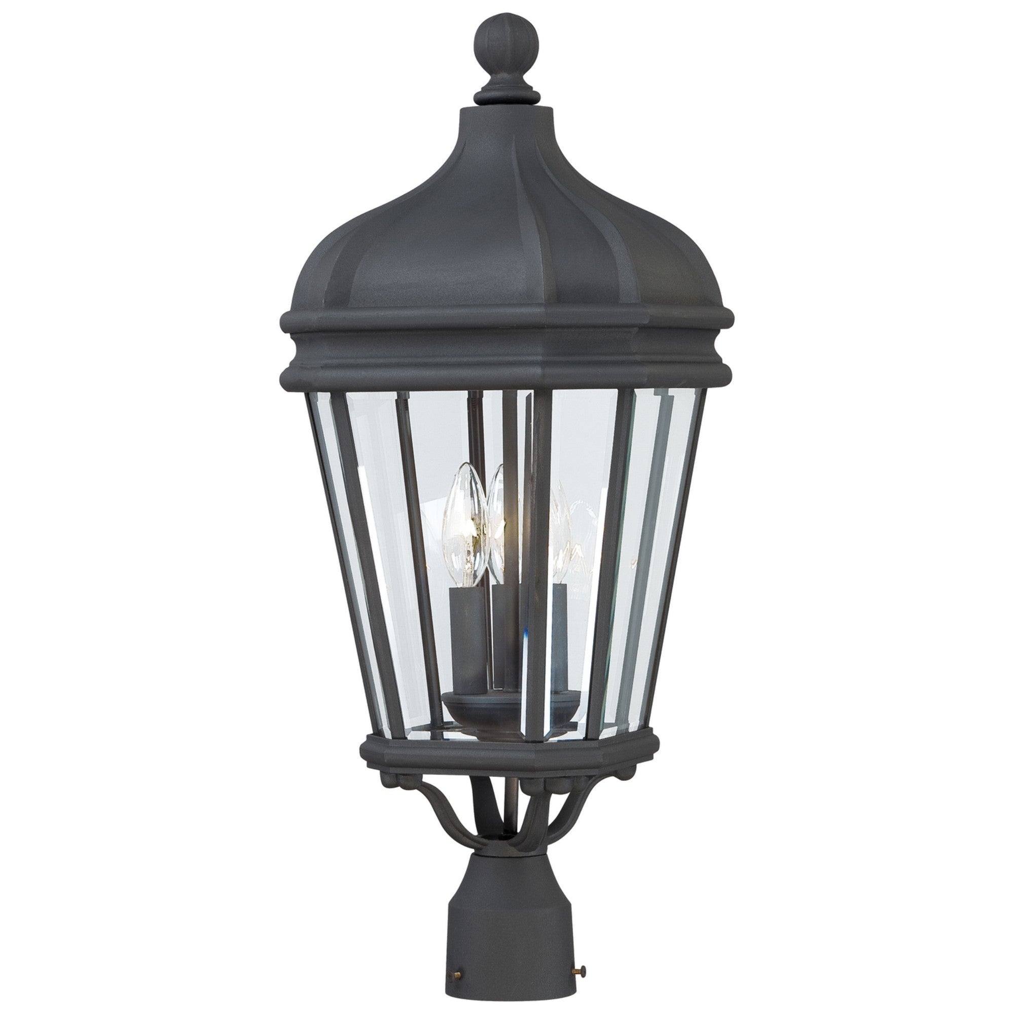 Harrison 26" 3-Light Outdoor Post Mount, Coal Finish - Bees Lighting