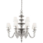 Aise 12-Light 2-Tier Chandelier, Polished Nickel Finish - Bees Lighting