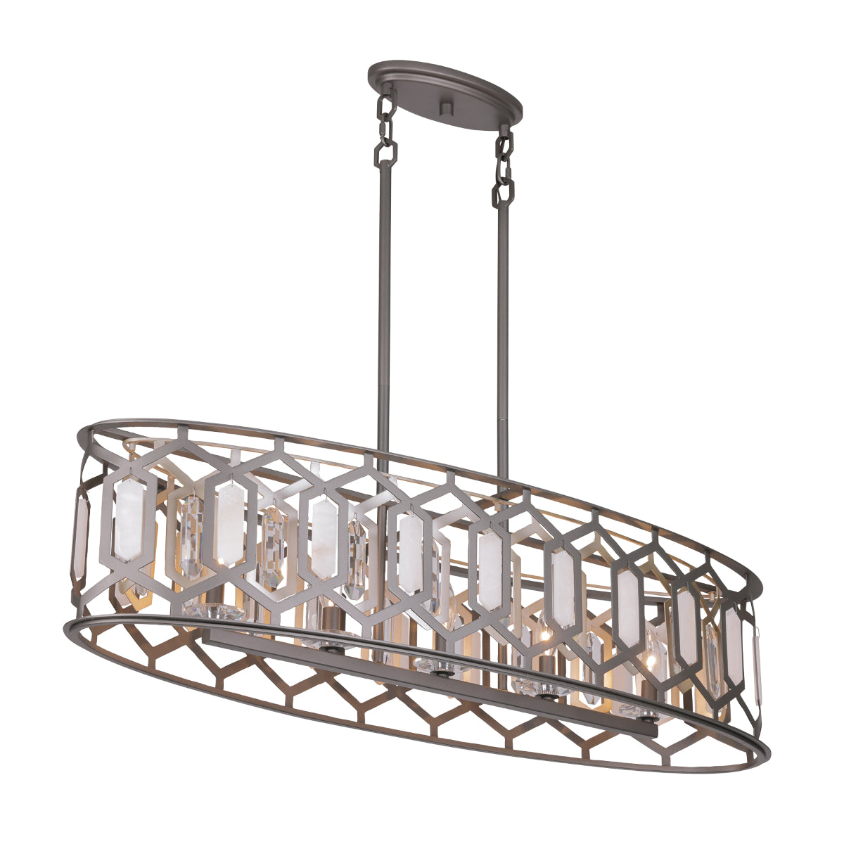 Hexly 44" 5 Lights Kitchen Island Silver Finish - Bees Lighting