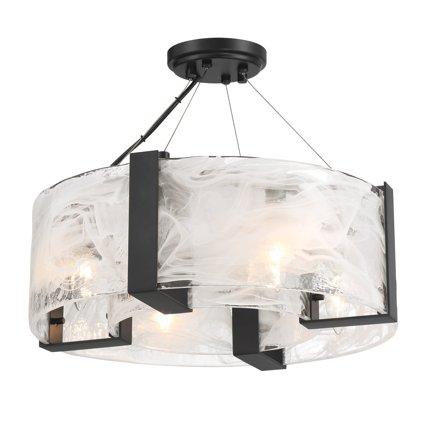 Cloud Break 18" 4 Lights Pendant Light Black Finish - Bees Lighting
