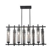 Ethan 38" 8-Light Linear Chandelier, Antique Forged Iron Finish - Bees Lighting
