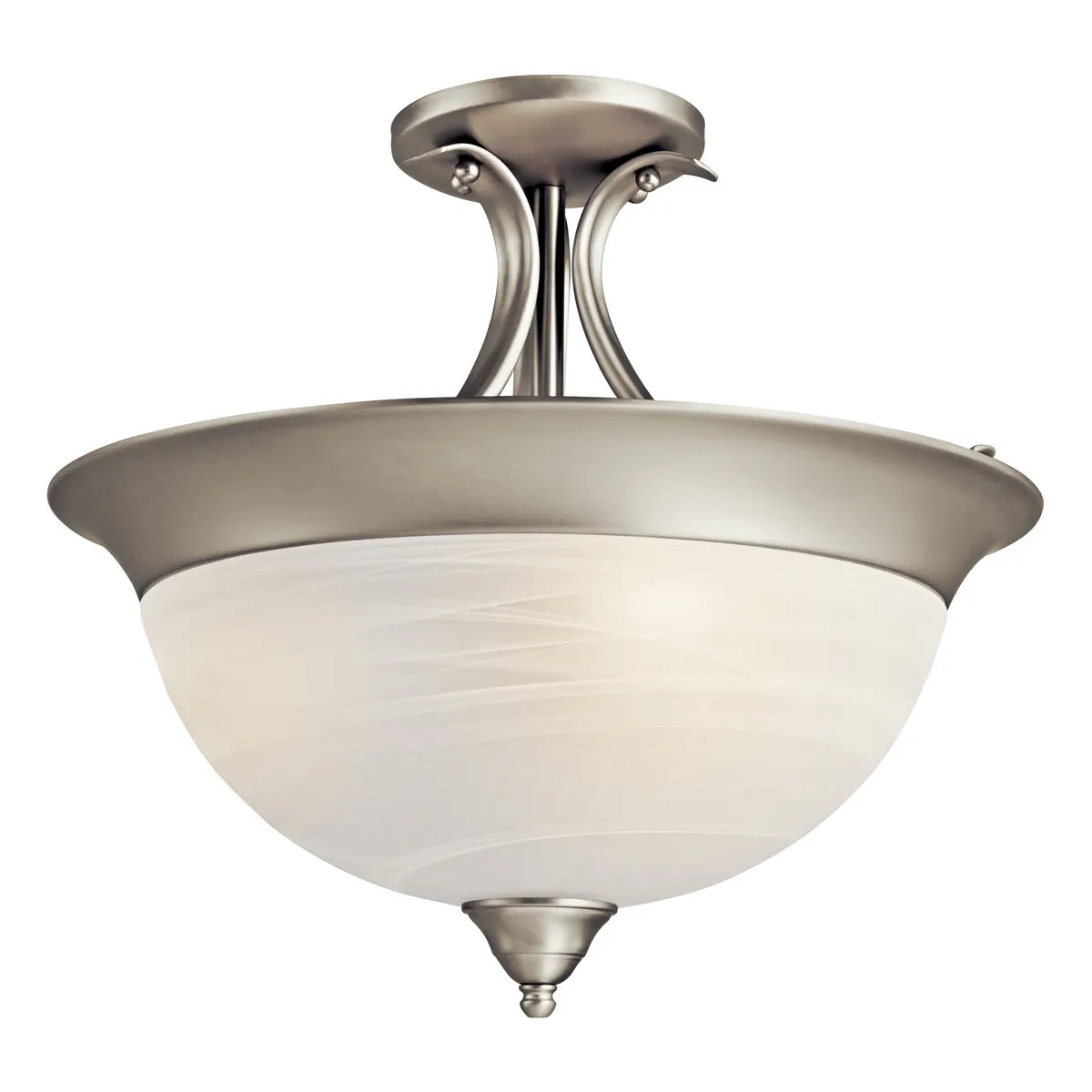 Dover 15" 3-Light Semi-Flush Mount with Satin Etched Seeded Glass, Brushed Nickel Finish - Bees Lighting