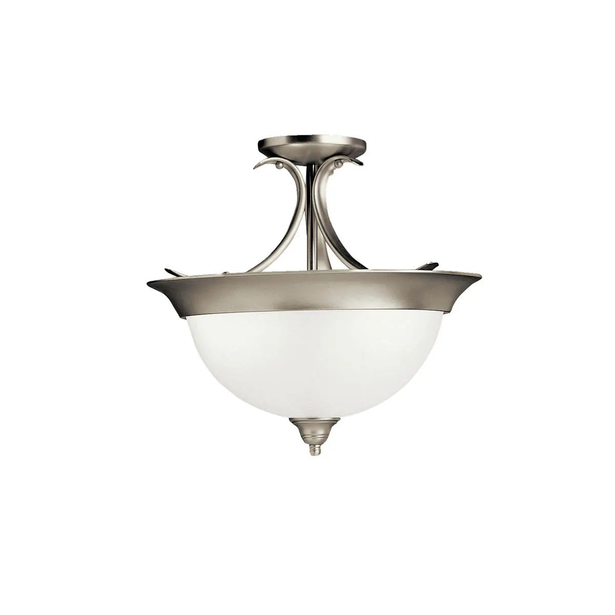 Dover 15" 3-Light Semi-Flush Mount with Satin Etched Seeded Glass, Brushed Nickel Finish - Bees Lighting