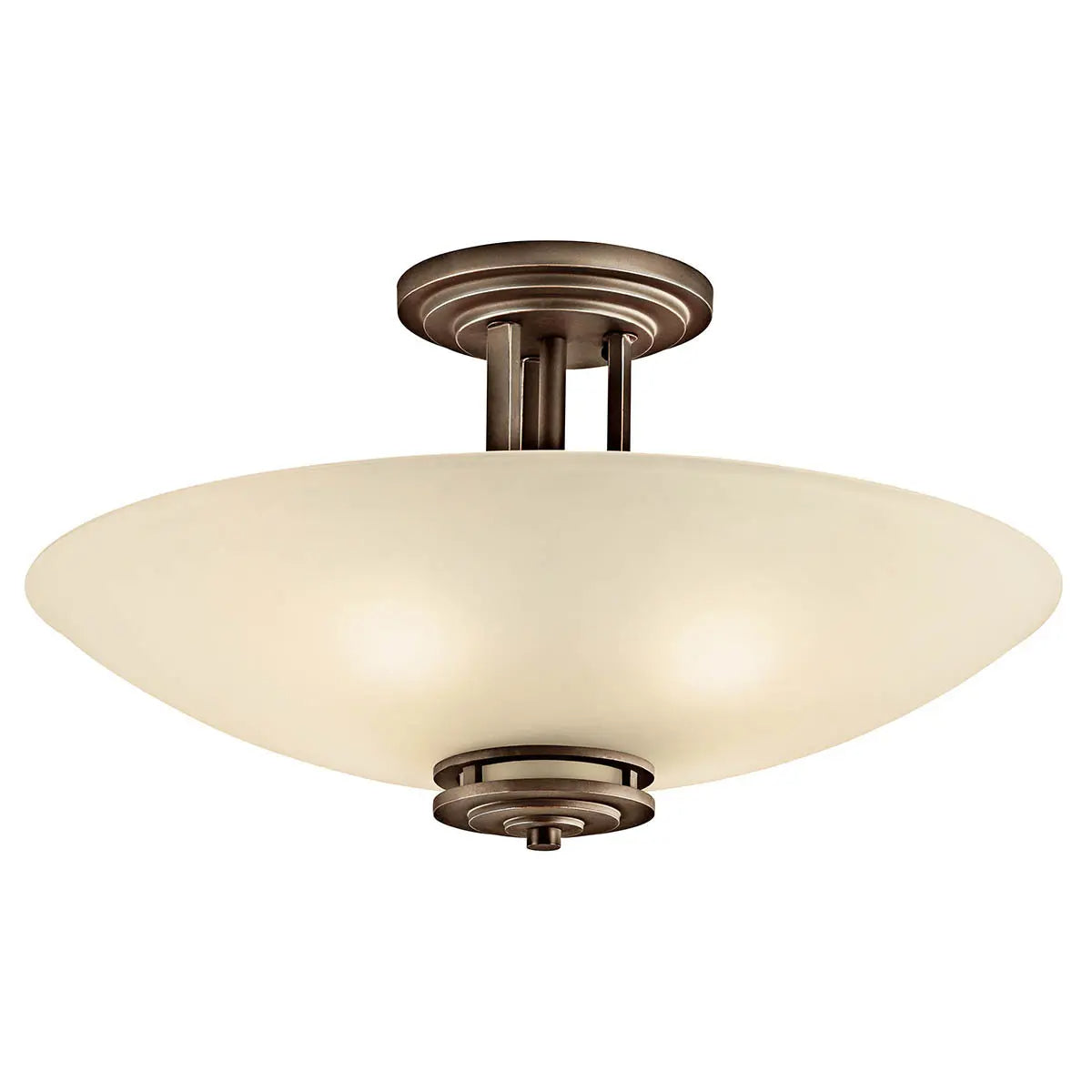 Hendrik 24" 4-Light Semi-Flush Mount Light with Satin etched umber Glass, Olde bronze Finish - Bees Lighting