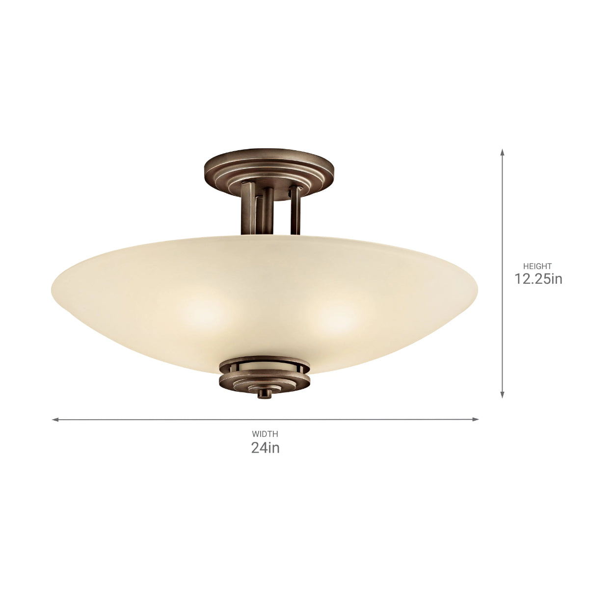 Hendrik 24" 4-Light Semi-Flush Mount Light with Satin etched umber Glass, Olde bronze Finish - Bees Lighting