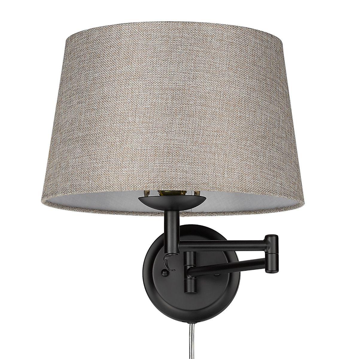 Eleanor 13 in. Wall Sconce Matte Black Finish with Natural Sisal Shade