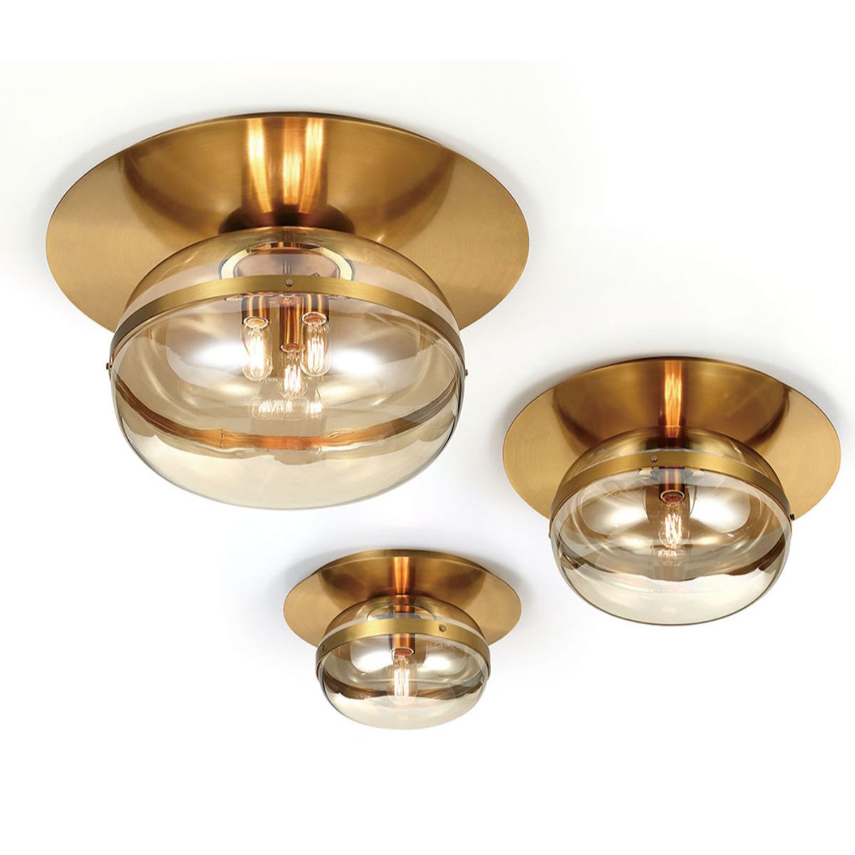 Nottingham 20 in 3 Lights Flush Mount Light Brass Finish