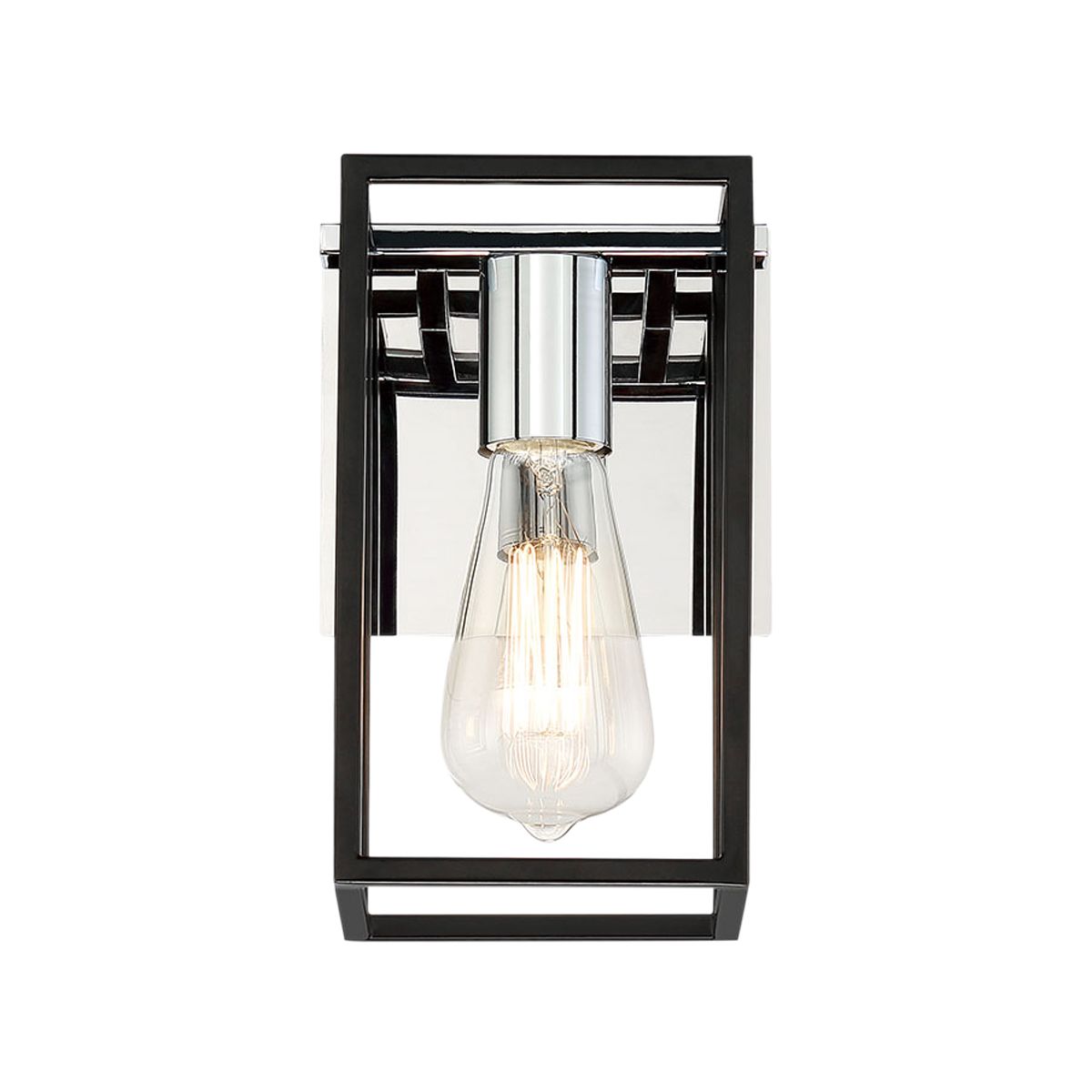 Stafford 9 in. Armed Sconce Chrome and Black finish
