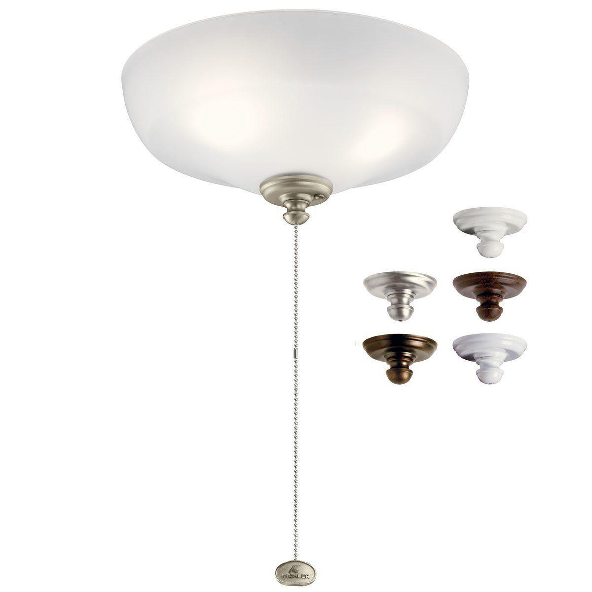 13 Inch Ceiling Fan LED Light Kit With Umber Etched Bowl, Satin Etched Glass - Bees Lighting