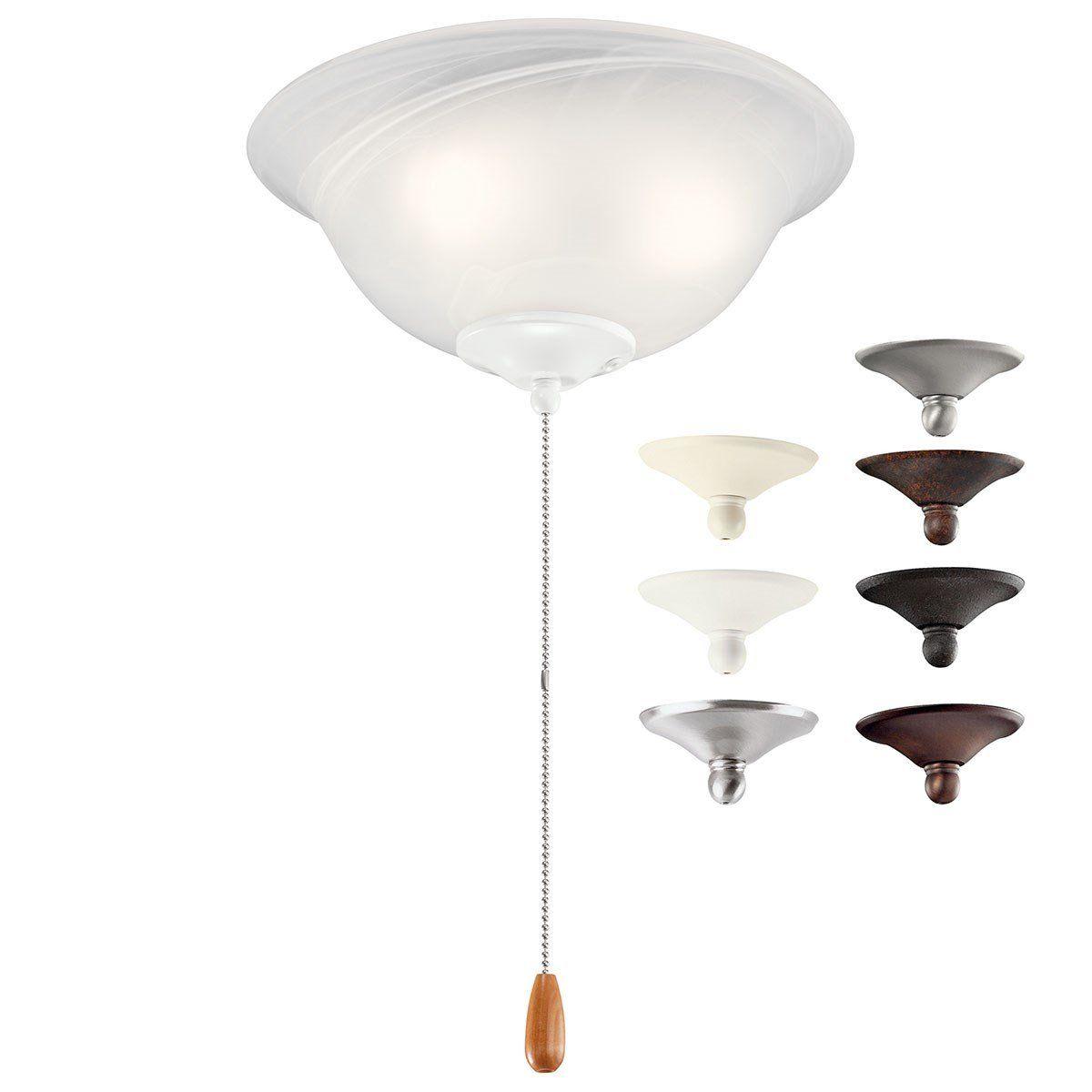 11 Inch Ceiling Fan LED Light Kit With Umber Etched Bowl, Alabaster Swirl Glass