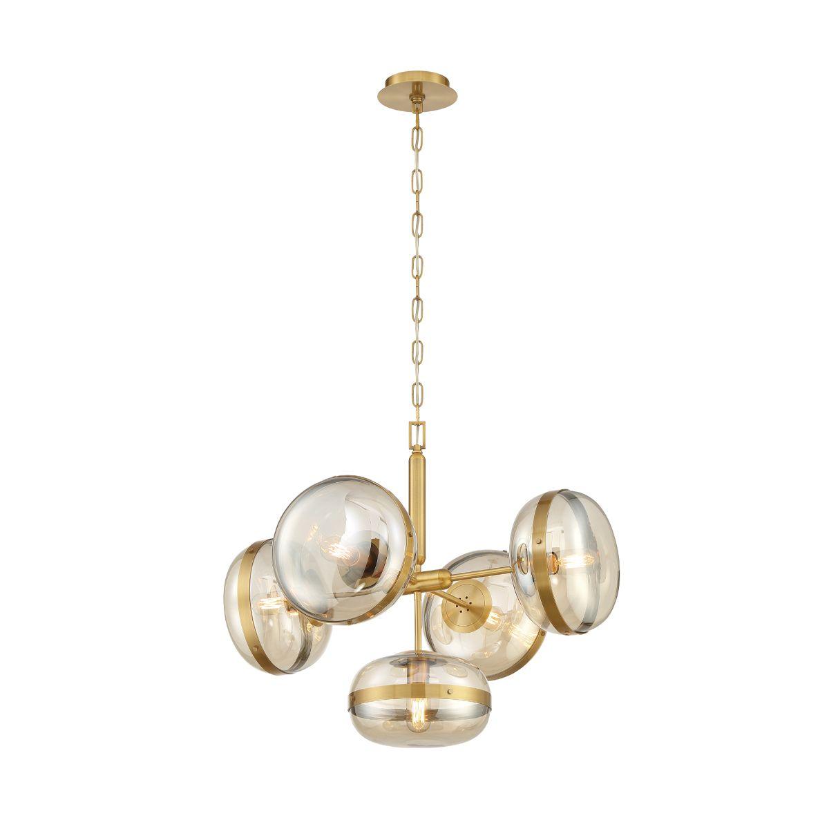 Nottingham 28 in. 5 Lights Chandelier Brass Finish - Bees Lighting