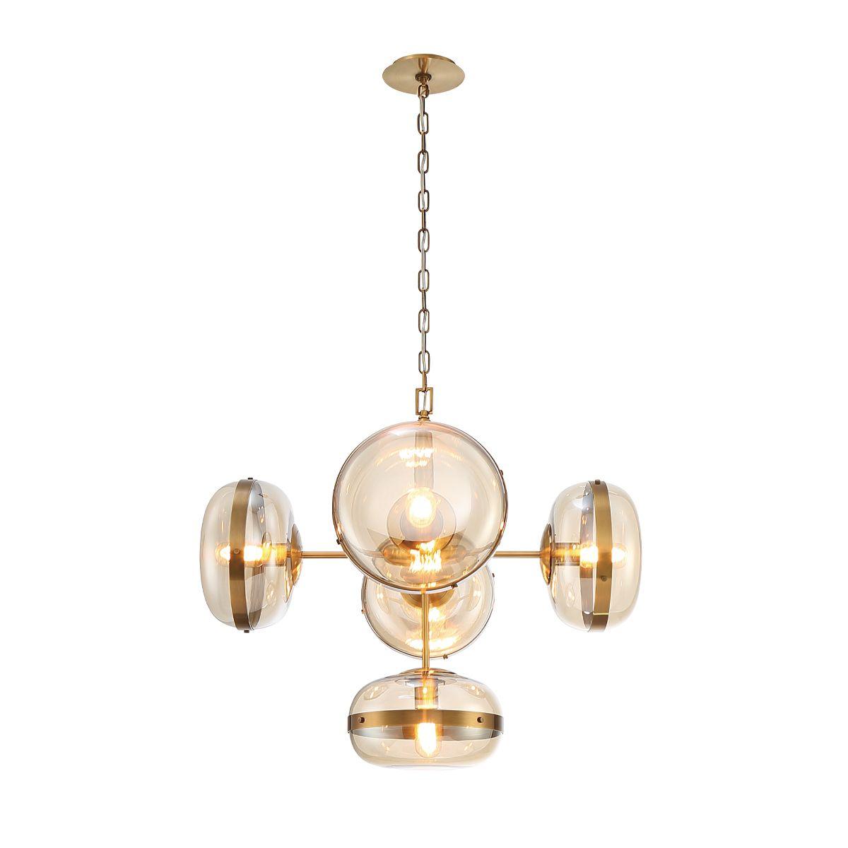 Nottingham 28 in. 5 Lights Chandelier Brass Finish - Bees Lighting