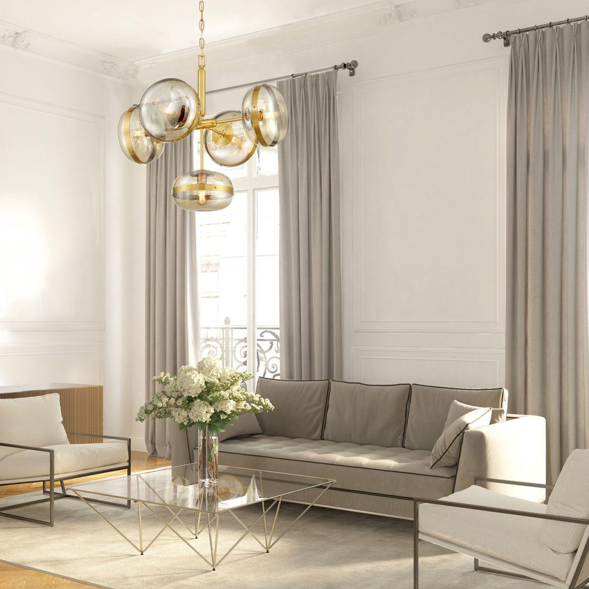 Nottingham 28 in. 5 Lights Chandelier Brass Finish - Bees Lighting