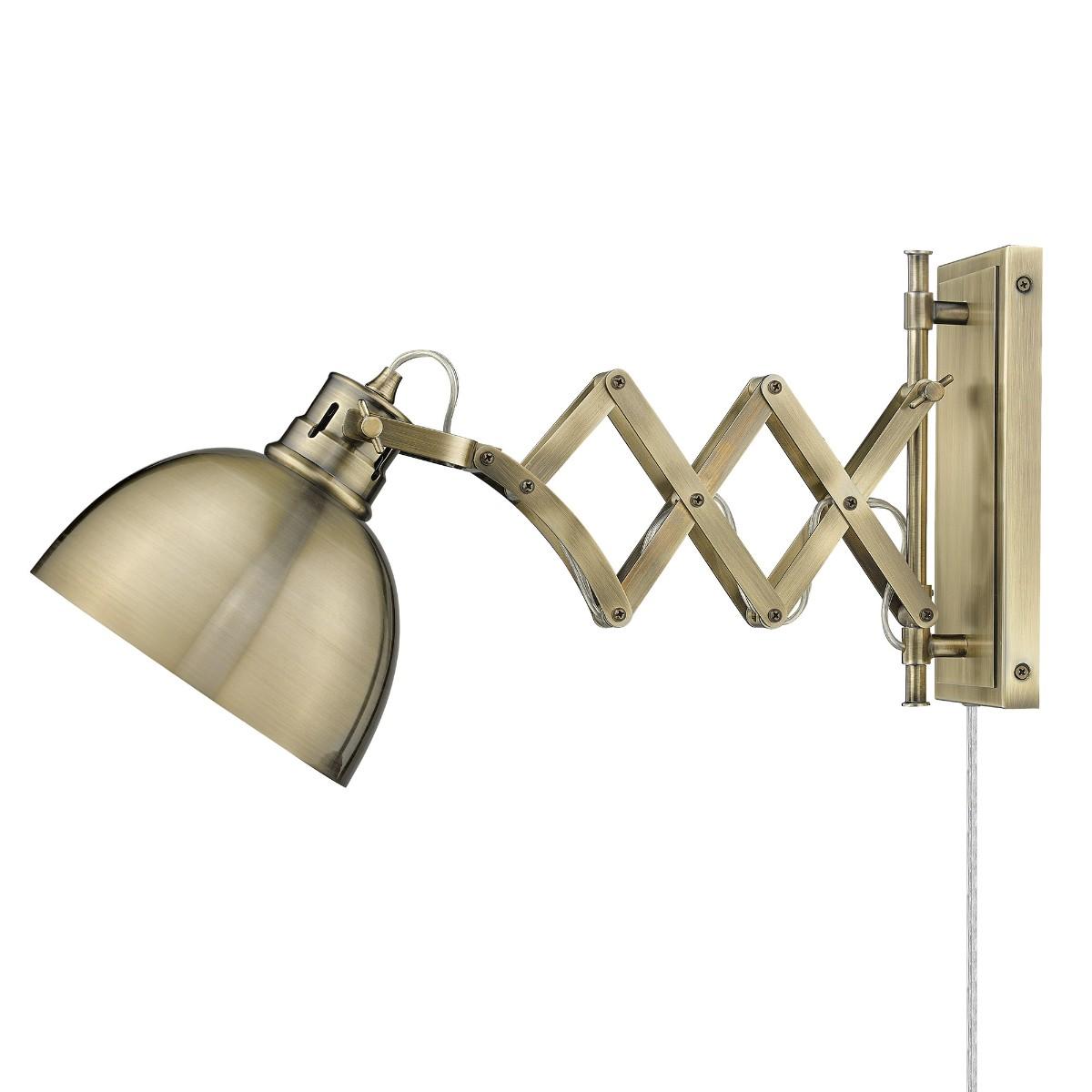 Hawthorn 24 in. Swing Arm Wall Sconce with Brass Shade
