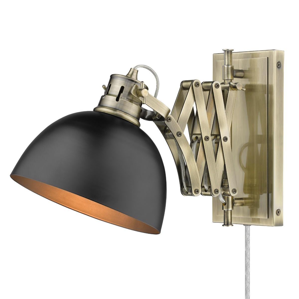Hawthorn 24 in. Swing Arm Wall Sconce with Black Shade - Bees Lighting