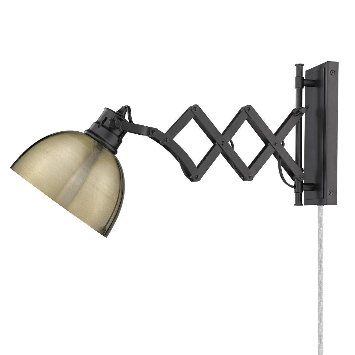 Hawthorn 24 in. Swing Arm Wall Sconce with Brass Shade - Bees Lighting