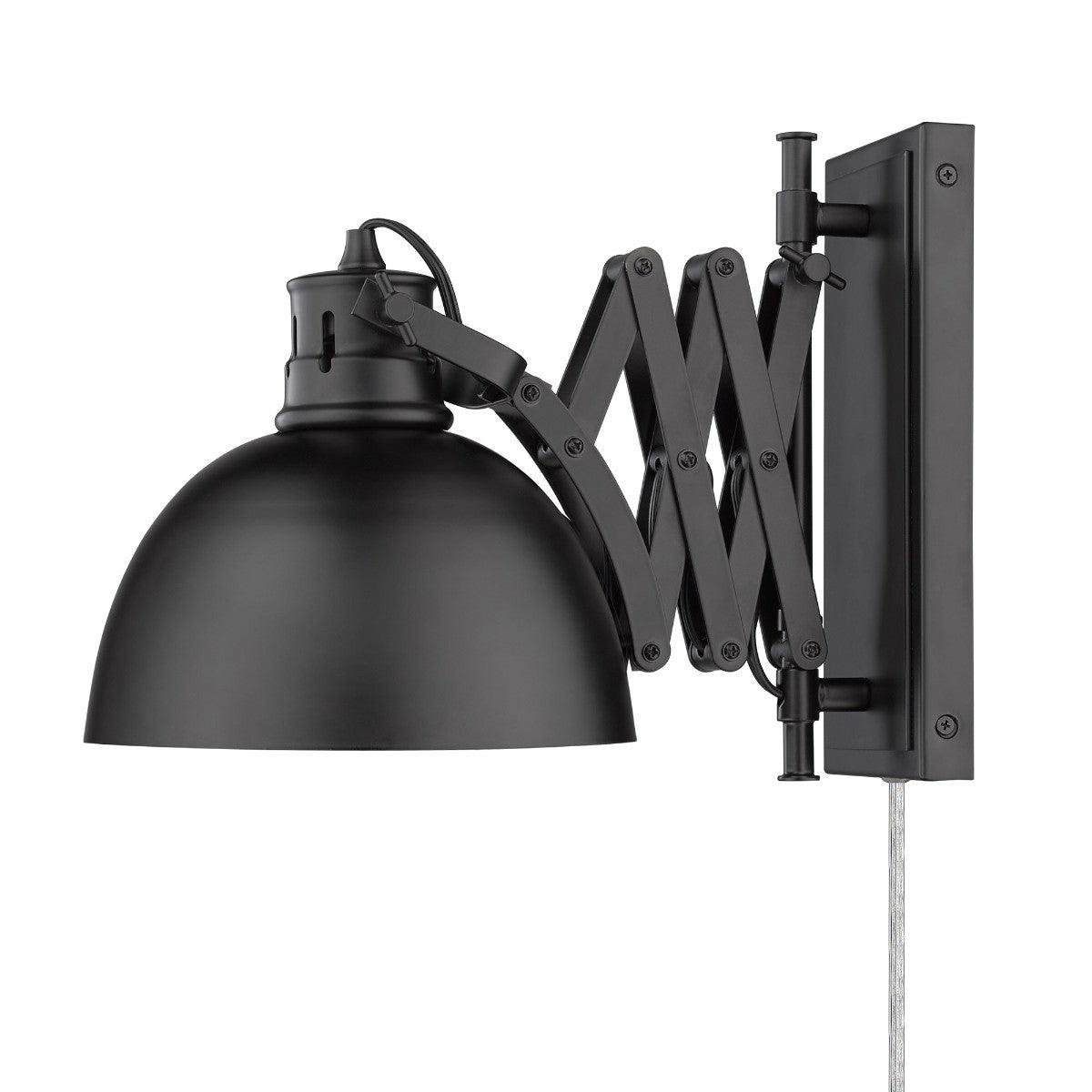 Hawthorn 24 in. Swing Arm Wall Sconce with Black Shade - Bees Lighting