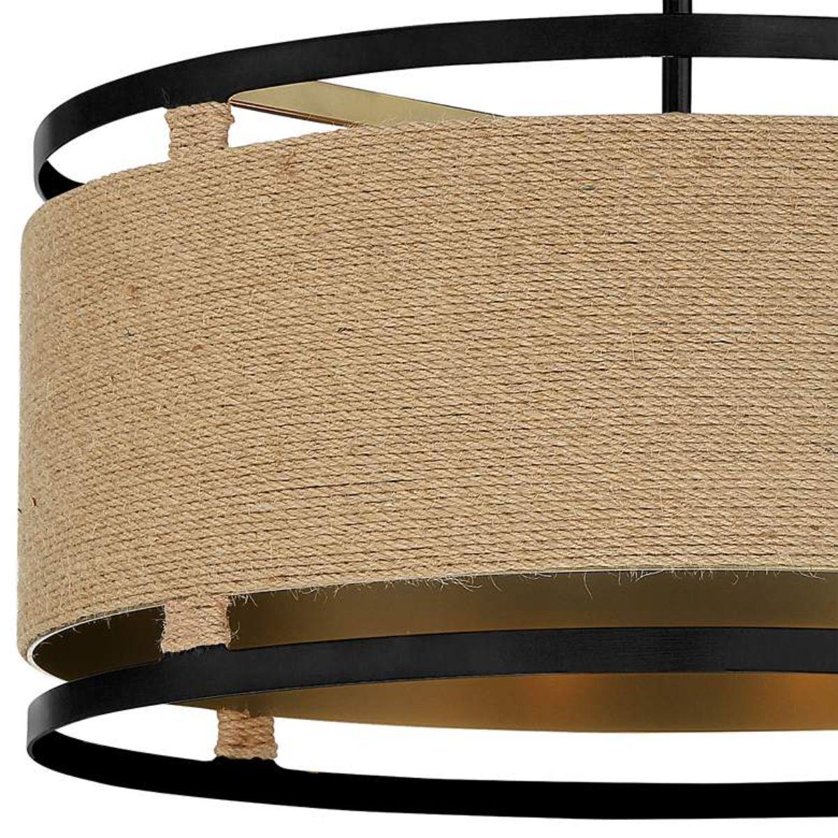 Windward Passage 21 in. 4 Lights Semi flush Mount Light Brass & Black finish