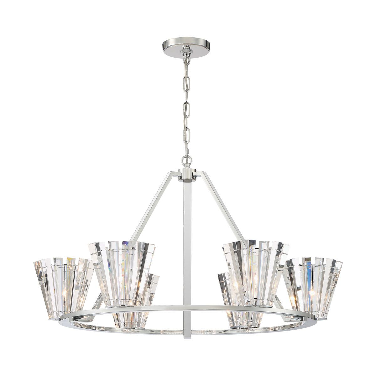 Ricca 37 in. 6 Lights Chandelier Silver finish - Bees Lighting