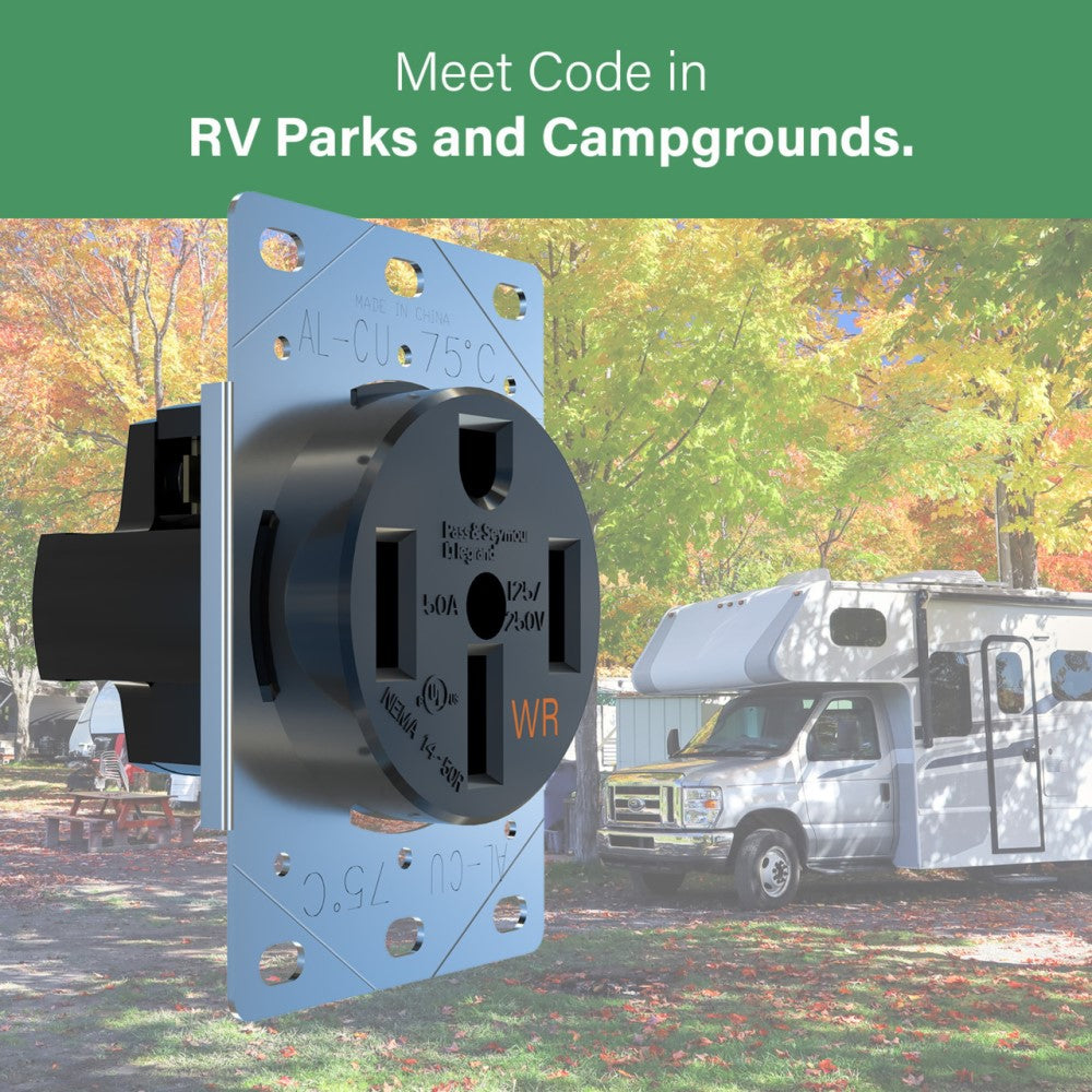 Pass & Seymour 50A Weather-Resistant Electrical Outlet for RV/EV Charger - Bees Lighting