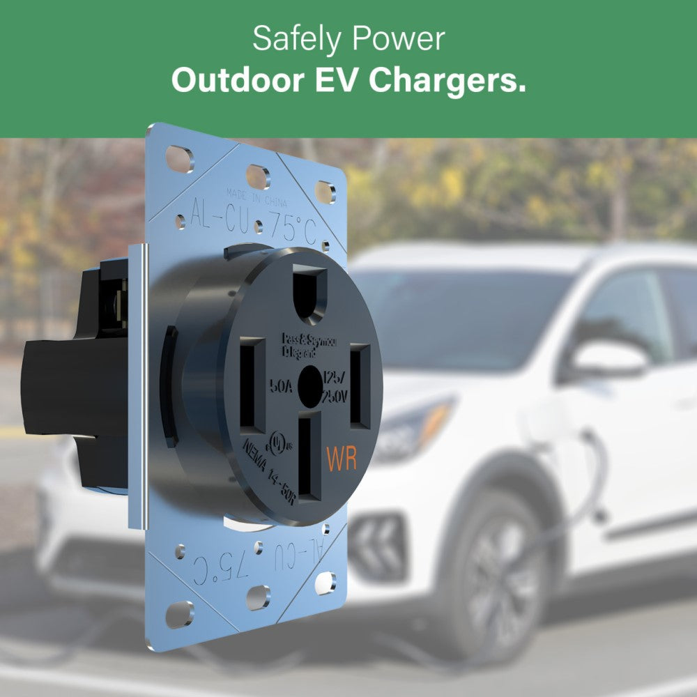 Pass & Seymour 50A Weather-Resistant Electrical Outlet for RV/EV Charger - Bees Lighting