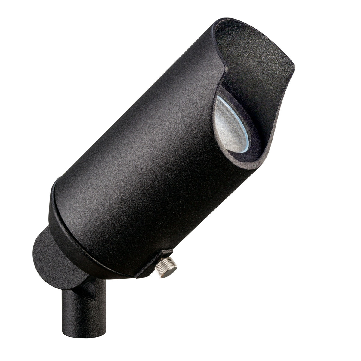 Textured black spot and flood light with recessed round lens