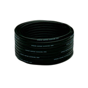 Black electrical cable coil with printed text along the windings