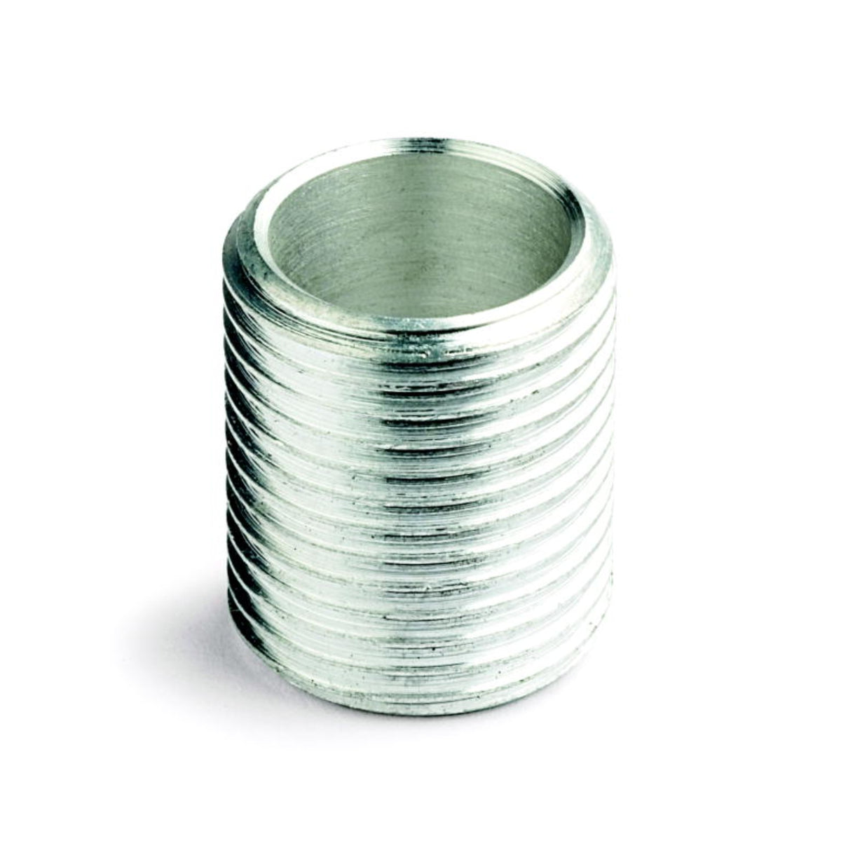 Aluminum lighting accessory sleeve with brushed metallic finish and ridged sides