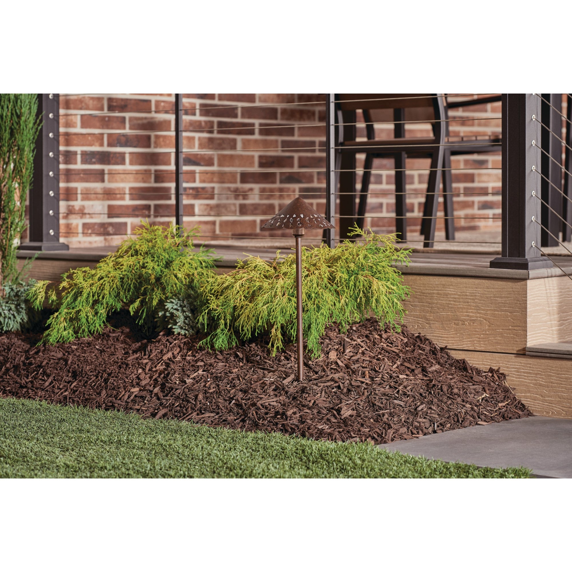 Cast Hammered Roof 3000K LED Path Light, Textured Tannery Bronze - Bees Lighting