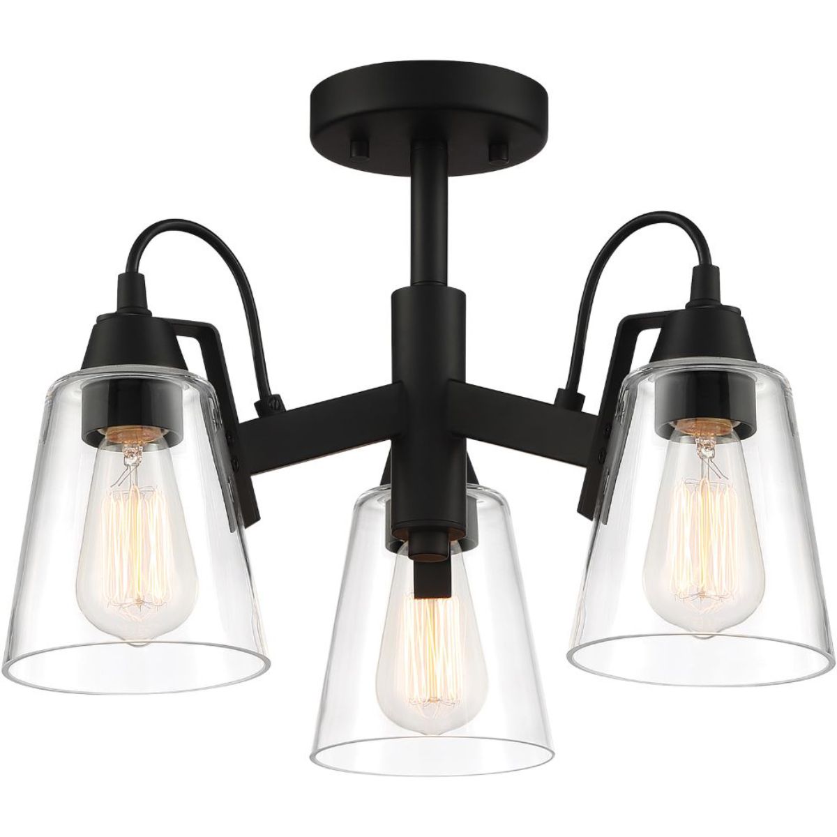 Beckonridge 17 in. 3 Lights Semi flush Mount Light Black finish - Bees Lighting