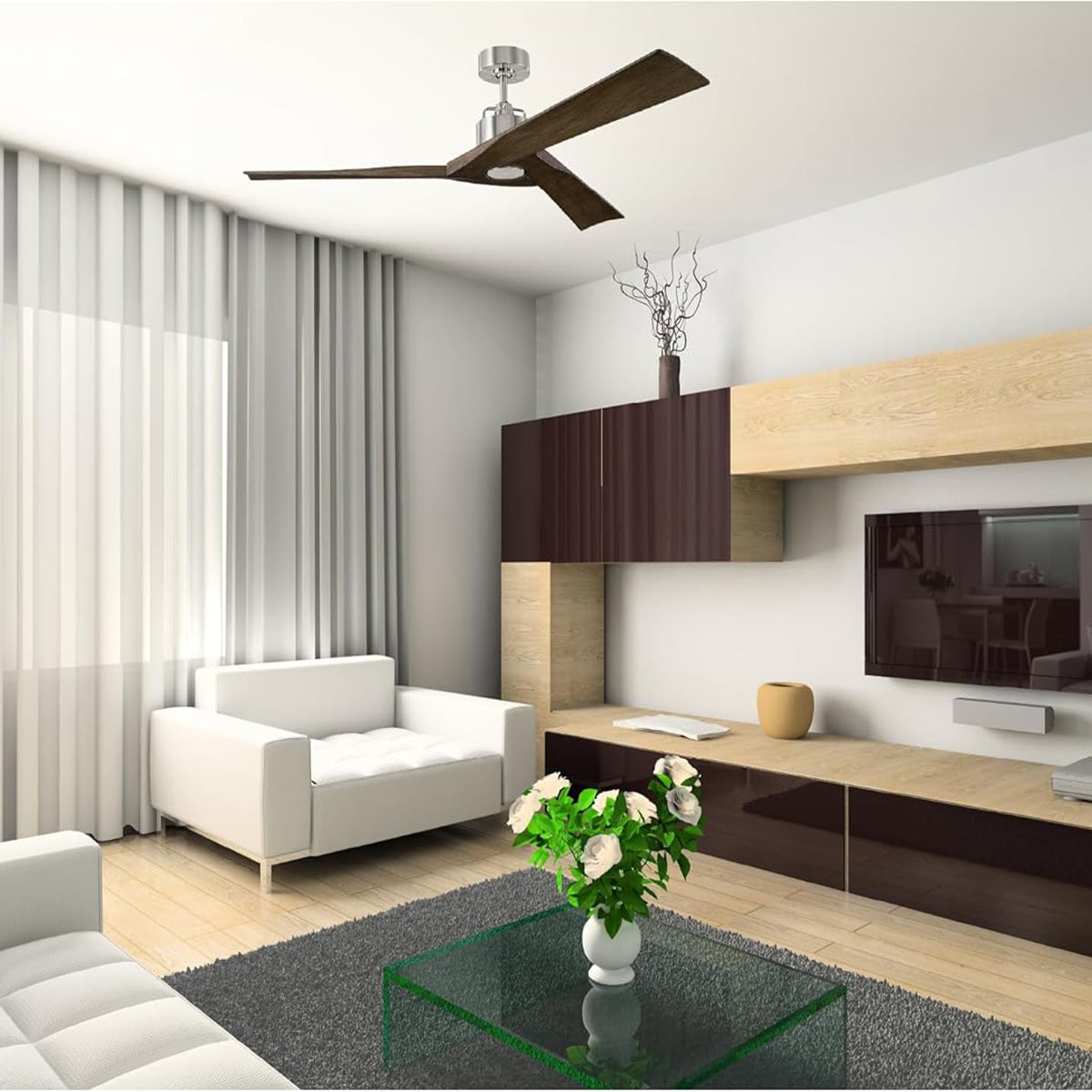 Alma Smart 52" Brushed Steel Indoor Ceiling Fan - Bees Lighting