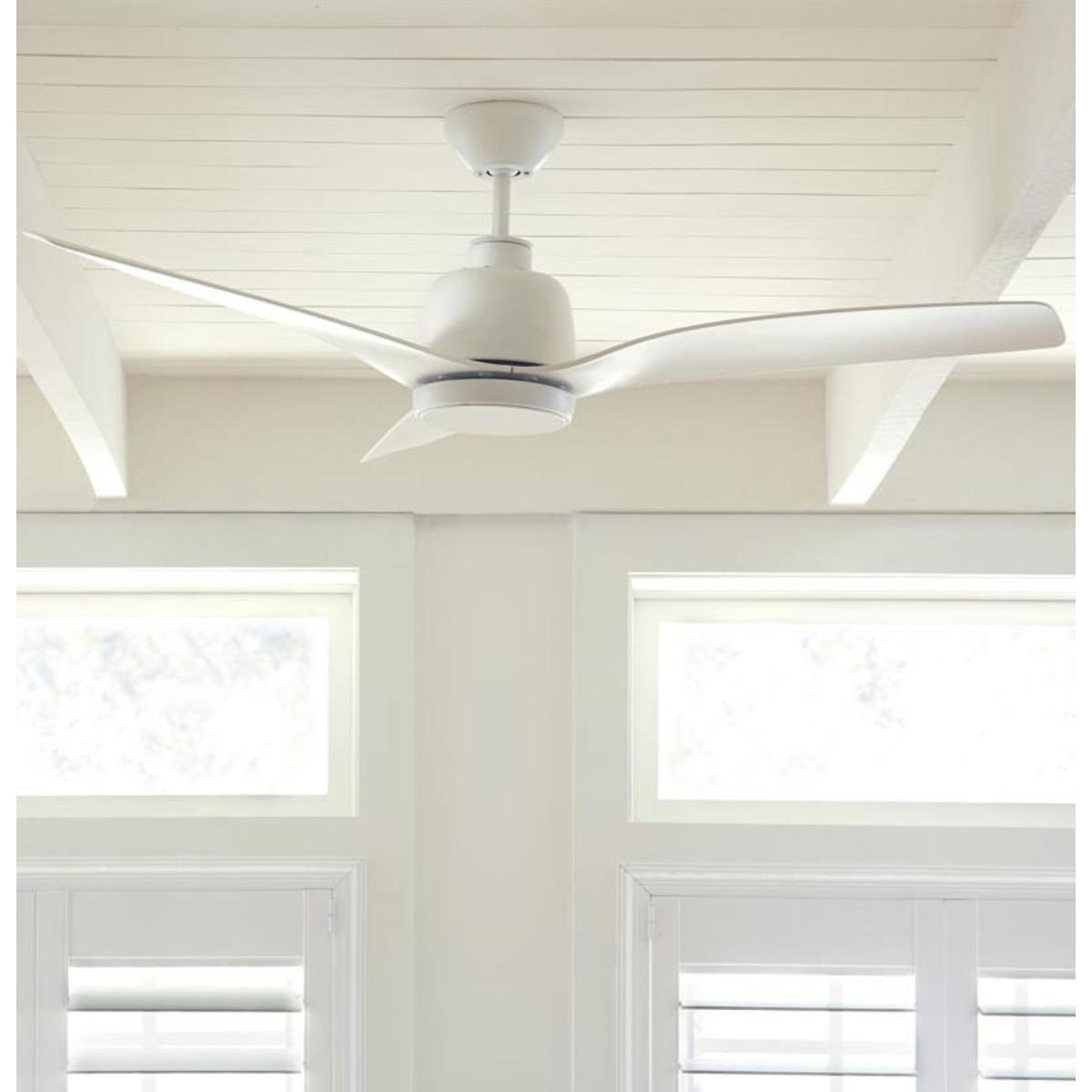 Avila Coastal 54 Inch Matte White Outdoor Ceiling Fan with Light and Remote - Bees Lighting