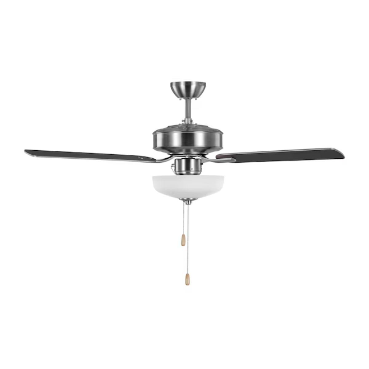 Linden 48" Brushed Steel LED Dual Mount Ceiling Fan with Pull Chain - Bees Lighting