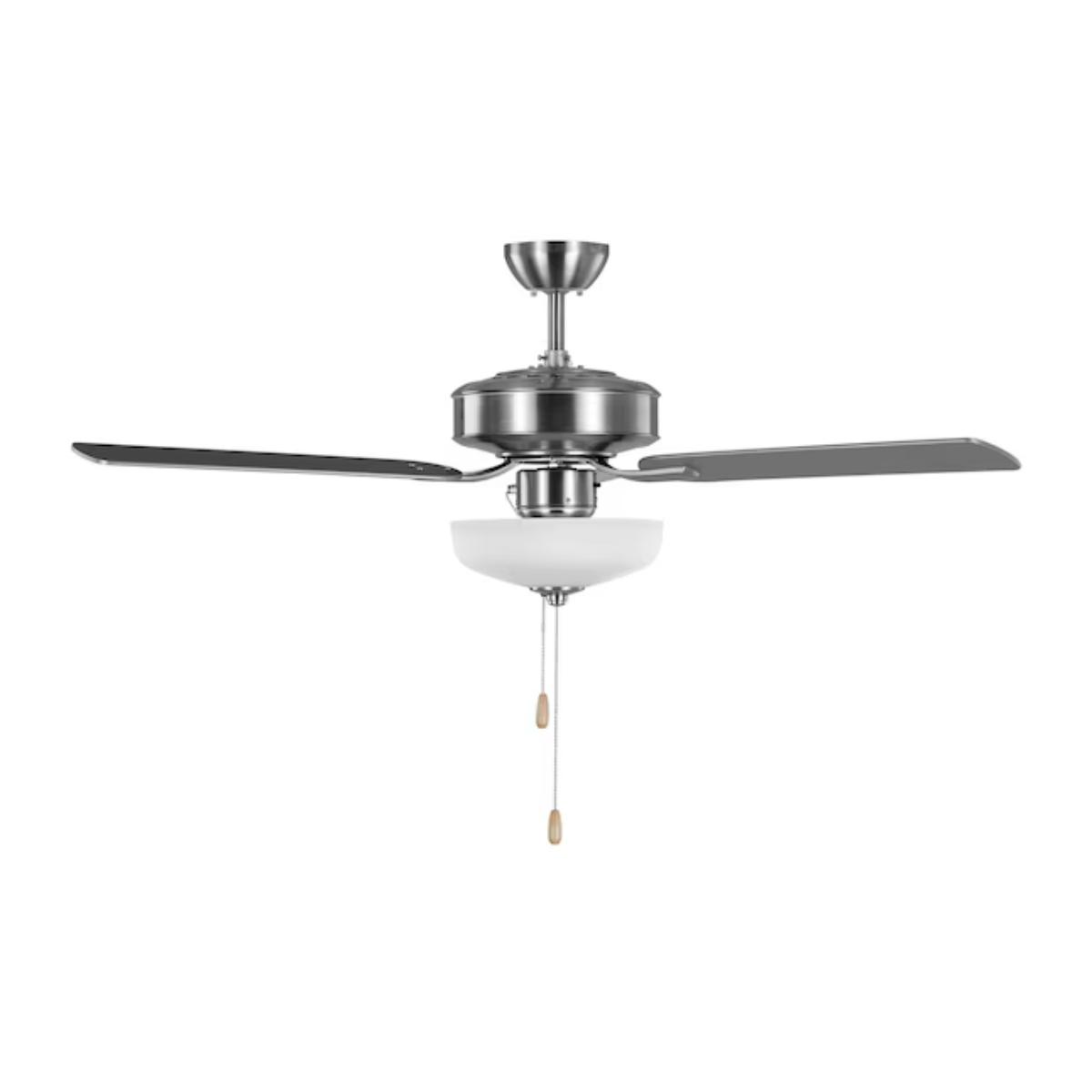 Linden 48" Brushed Steel LED Dual Mount Ceiling Fan with Pull Chain - Bees Lighting