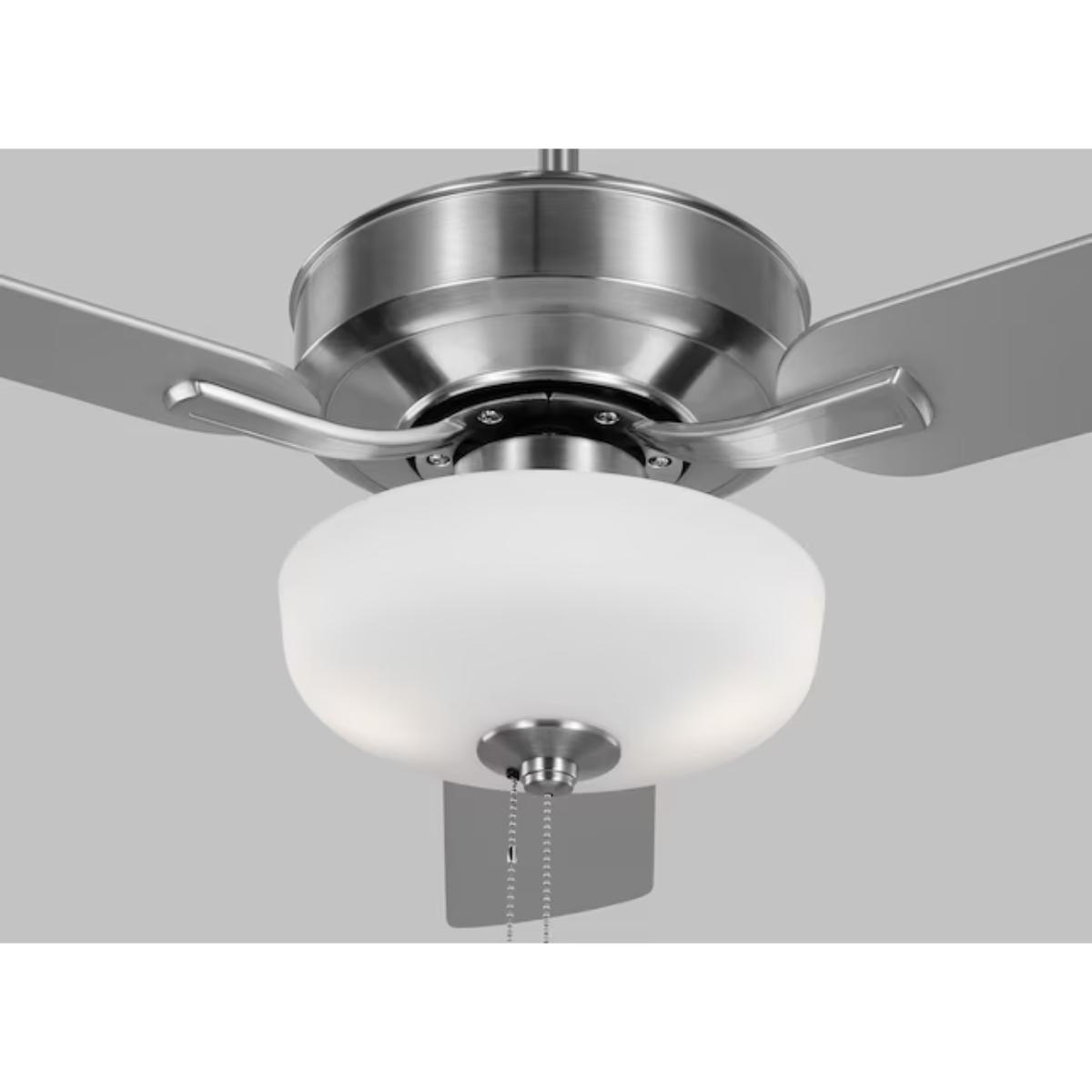 Linden 48" Brushed Steel LED Dual Mount Ceiling Fan with Pull Chain - Bees Lighting