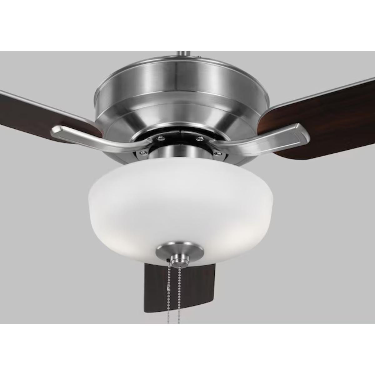 Linden 48" Brushed Steel LED Dual Mount Ceiling Fan with Pull Chain - Bees Lighting