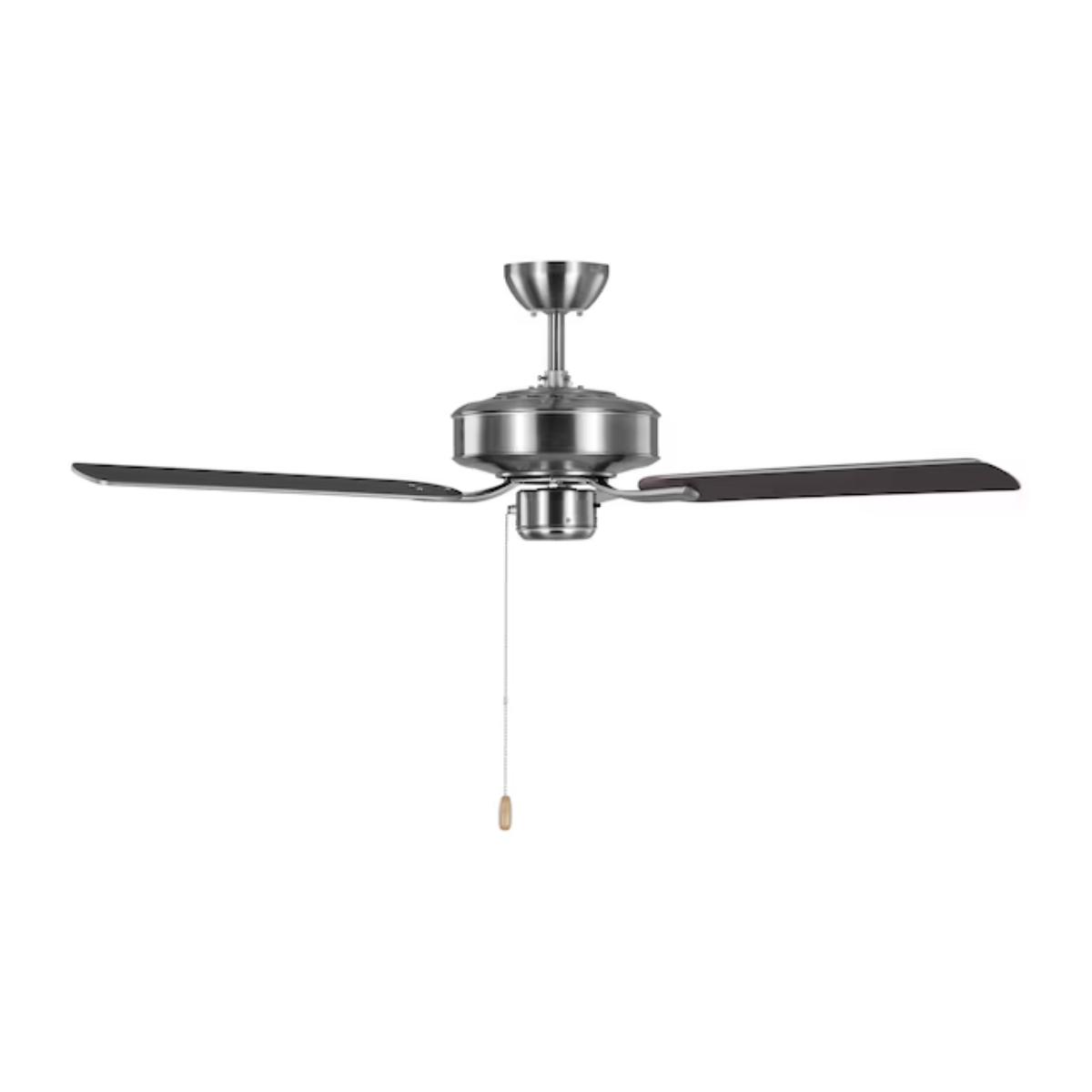 Linden 48" Brushed Steel Dual Mount Ceiling Fan with Pull Chain - Bees Lighting