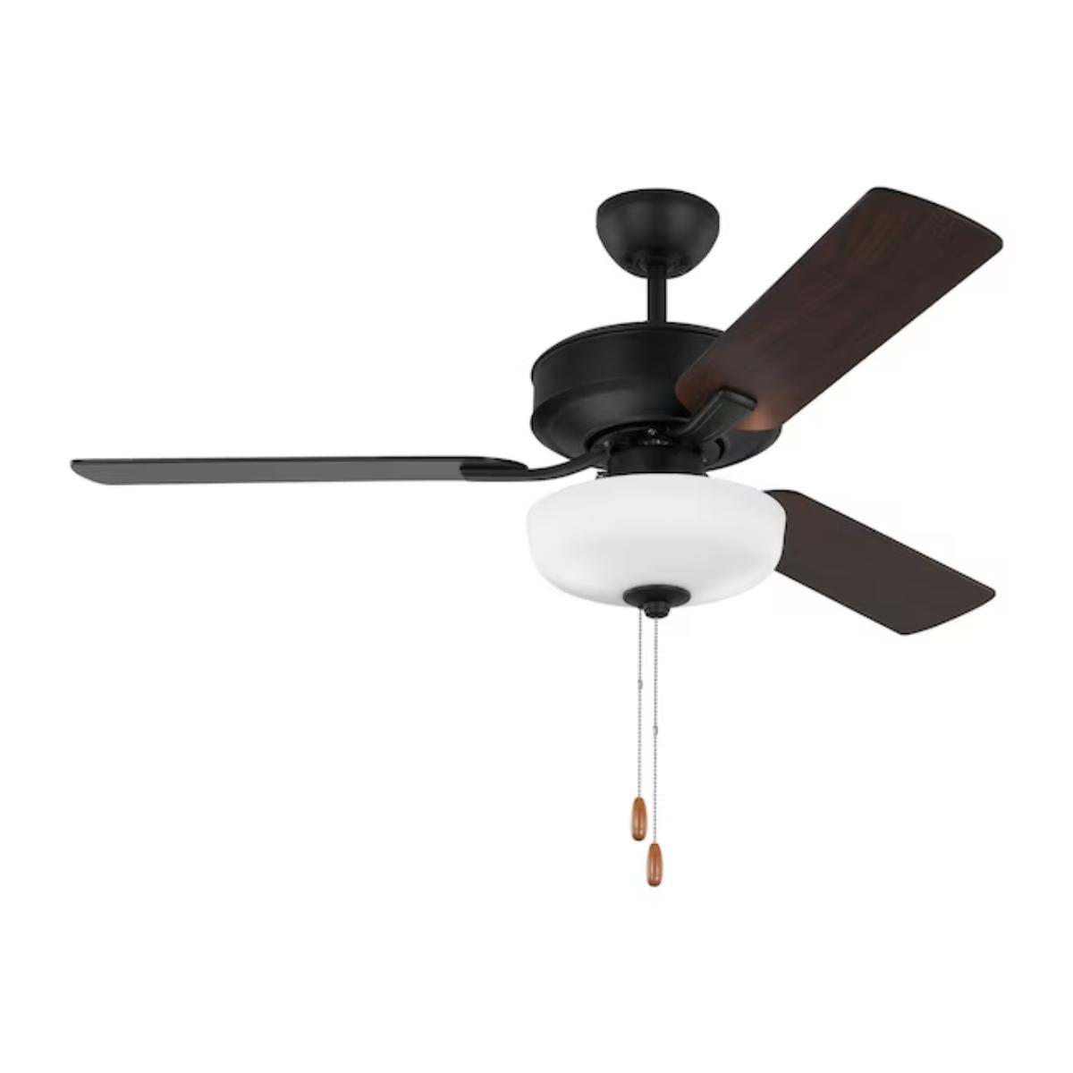 Linden 48" Black LED Dual Mount Ceiling Fan with Pull Chain - Bees Lighting