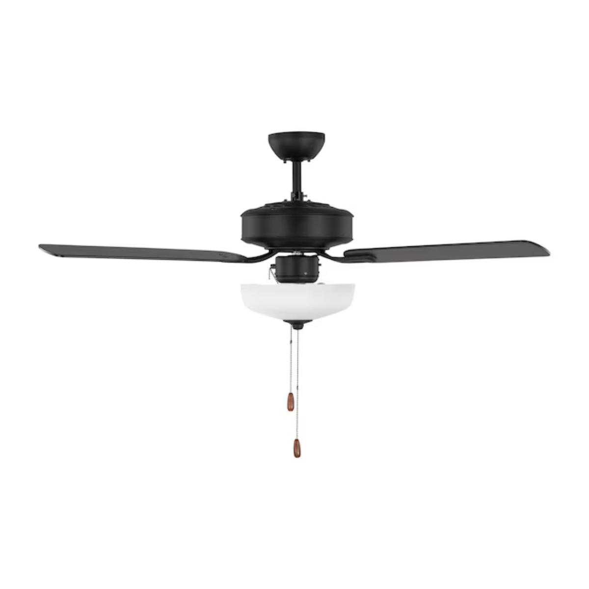 Linden 48" Black LED Dual Mount Ceiling Fan with Pull Chain - Bees Lighting