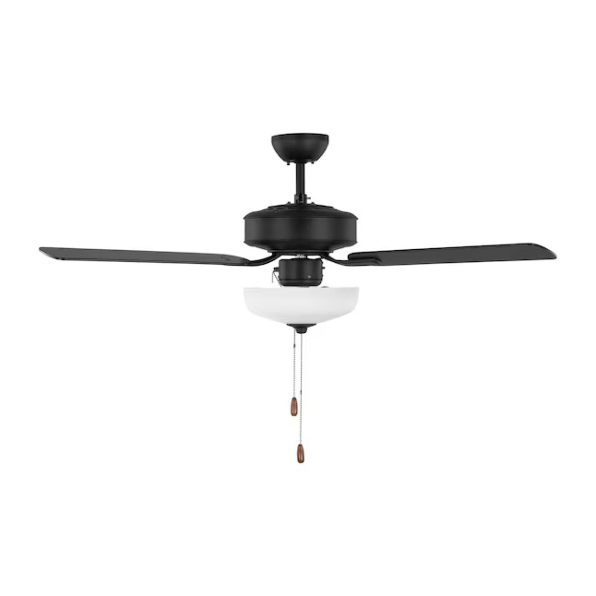 Linden 48" Black LED Dual Mount Ceiling Fan with Pull Chain - Bees Lighting