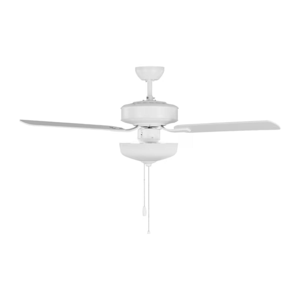 Linden 48" White LED Dual Mount Ceiling Fan with Pull Chain - Bees Lighting
