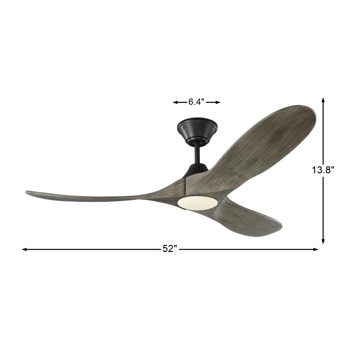 Maverick II 52 Inch Aged Pewter Damp Rated LED Ceiling Fan with Remote - Bees Lighting