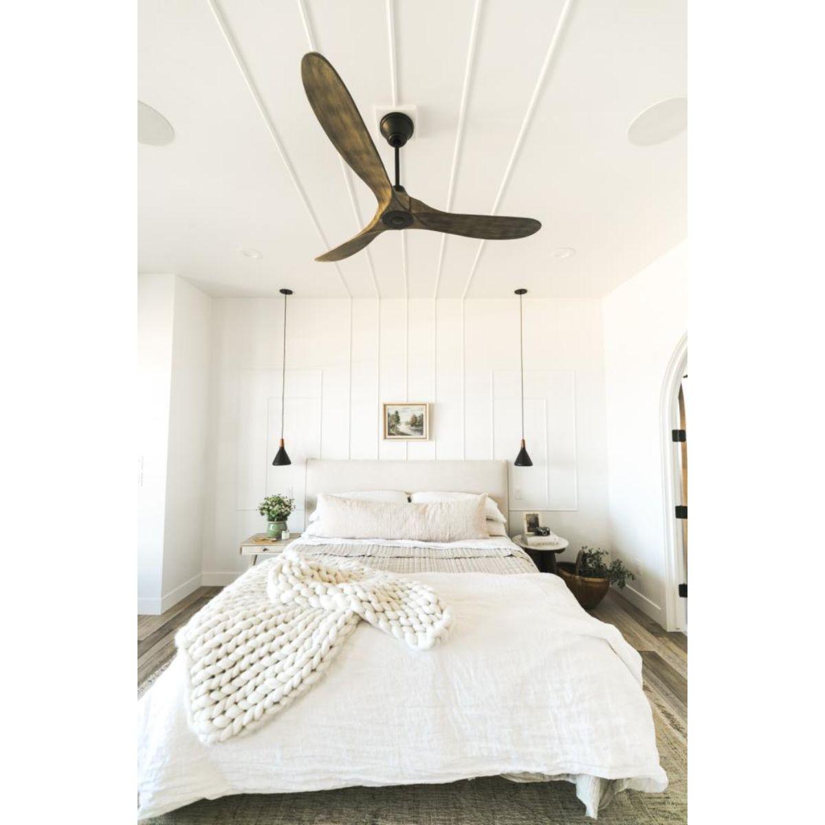 Maverick II 52 Inch Aged Pewter Damp Rated Ceiling Fan with Remote - Bees Lighting