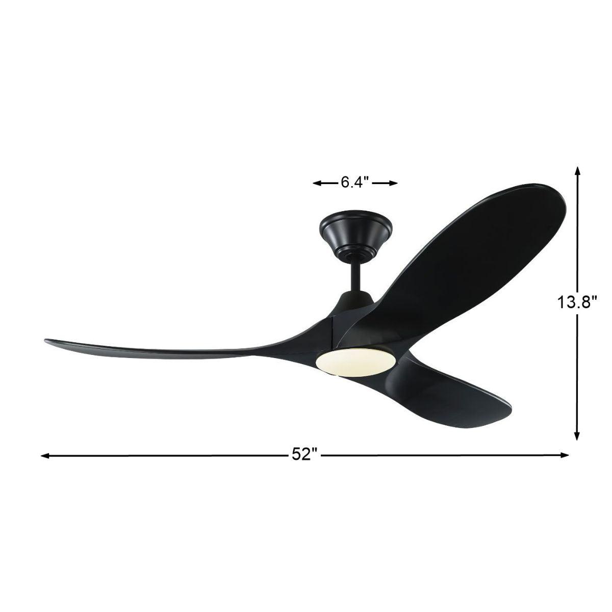 Maverick II 52 Inch Matte Black Damp Rated LED Ceiling Fan with Remote - Bees Lighting